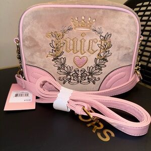 NWT Juicy Couture Pink and Cream Heritage Crossbody Bag
